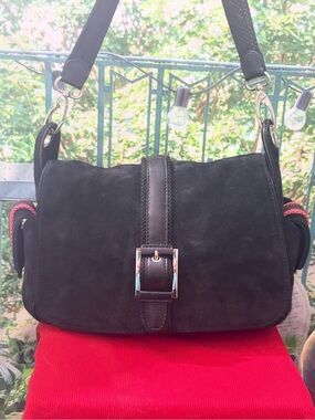 2 Cole Haan Black and Pink Suede Shoulder Bag CH Black Leather  Purple Cossbody
